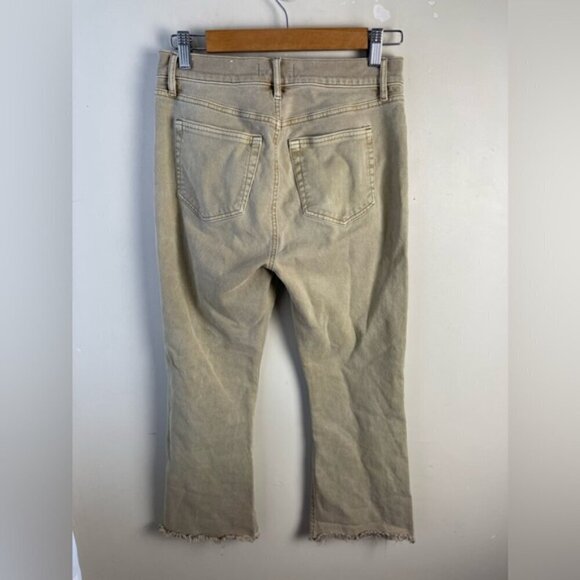 Loft high waist flare crop jeans moss green ankle raw hem size 27 stretch - Picture 2 of 10